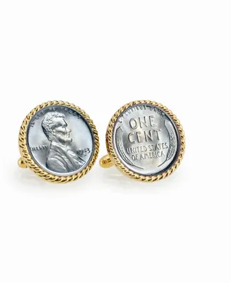 American Coin Treasures 1943 Lincoln Steel Penny Rope Bezel Coin Cuff Links
