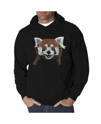 La Pop Art Men's Red Panda Word Hooded Sweatshirt