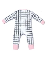 Earth Baby Outfitters Baby Girls 2 Way Zippy Grid Coverall