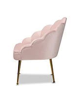 Furniture Cinzia Glam and Luxe Upholstered Seashell Shaped Accent Chair