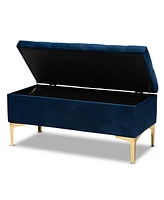 Furniture Valere Glam and Luxe Upholstered Button Tufted Storage Ottoman