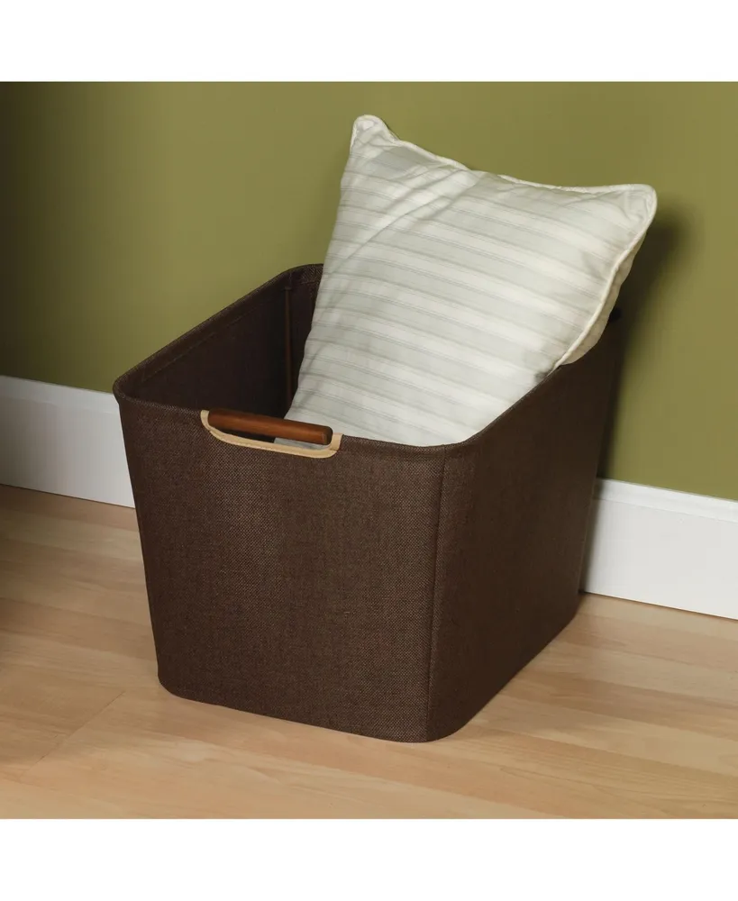 Household Essentials Tapered Storage Bin with Wood Handles