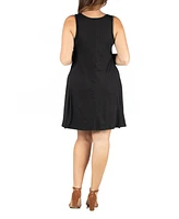 24seven Comfort Apparel Plus Fit and Flare Knee Length Tank Dress