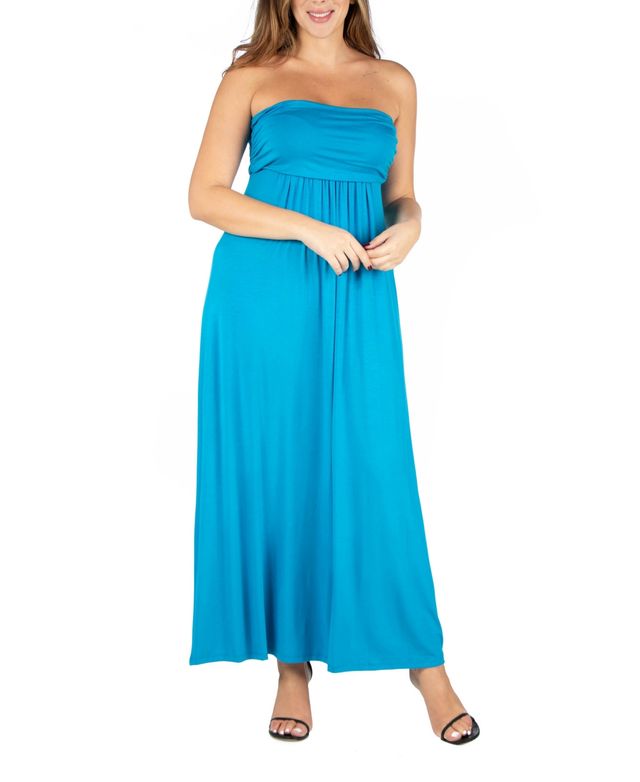 24seven Comfort Apparel Plus Size Strapless Maxi Dress