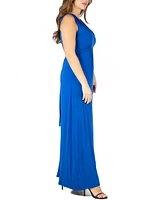 24seven Comfort Apparel Plus Size Sleeveless Empire Waist Maxi Dress