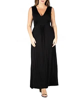 24seven Comfort Apparel Plus Sleeveless Empire Waist Maxi Dress