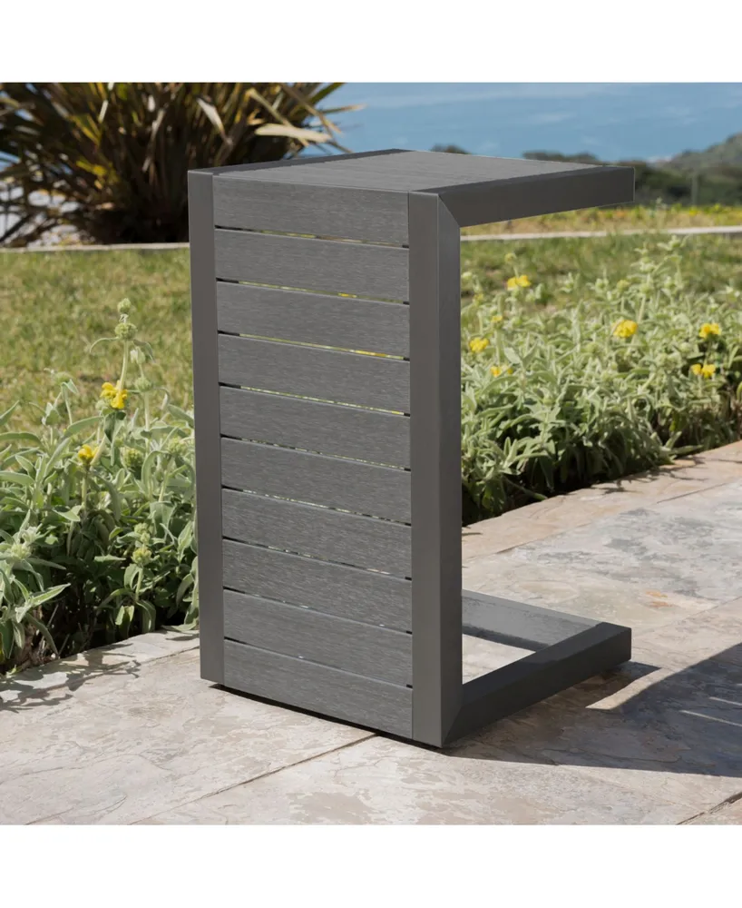 Noble House Cape Coral Outdoor C-shaped Side Table