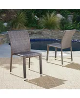 Noble House Dover Outdoor Armless Stack Chairs with Frame, Set of 2
