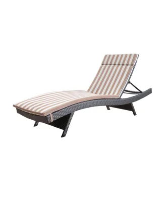 Noble House Salem Outdoor Chaise Lounge with Stripe Cushion