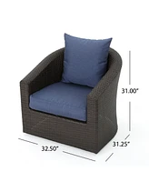 Noble House Darius Outdoor Framed Swivel Club Chair with Cushions