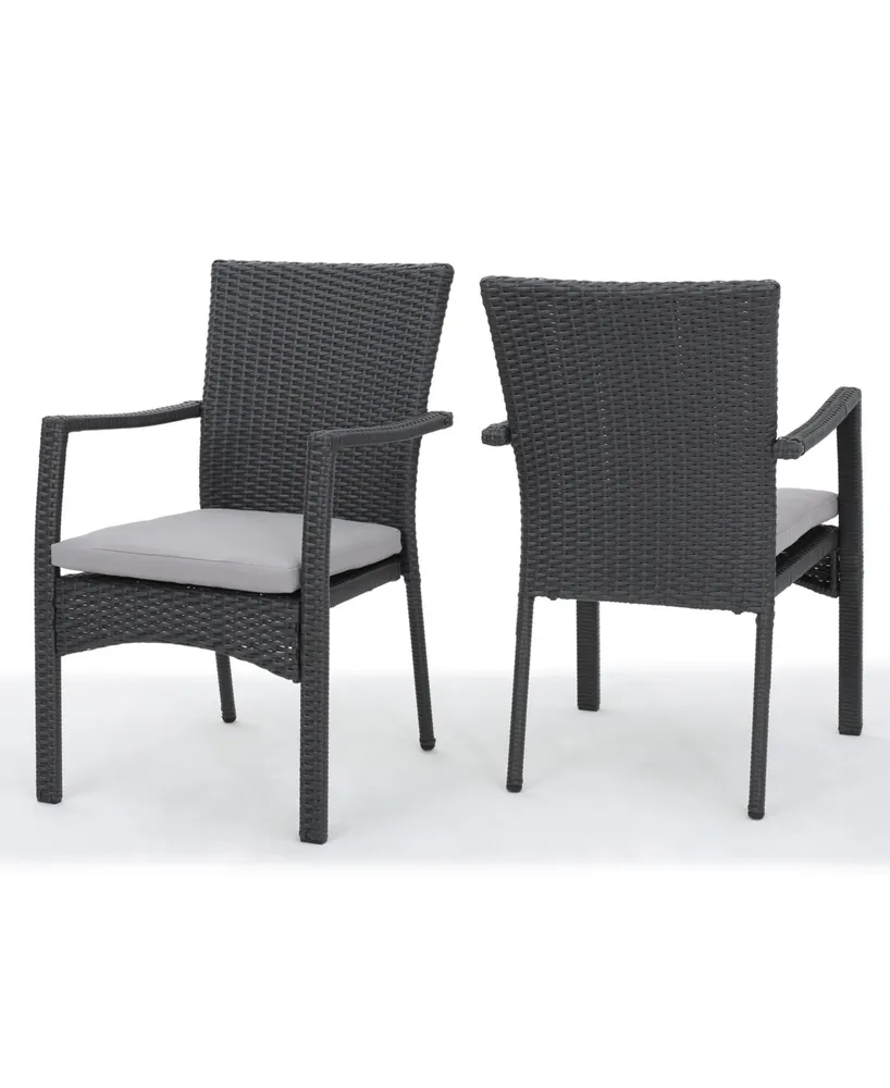 Noble House Corsica Outdoor Dining Chair with Cushions, Set of 2