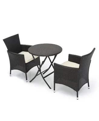 Noble House Malaga Outdoor 3 Piece Bistro Set with Cushions