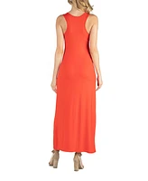 24seven Comfort Apparel Scoop Neck Maternity Maxi Dress with Racerback Detail