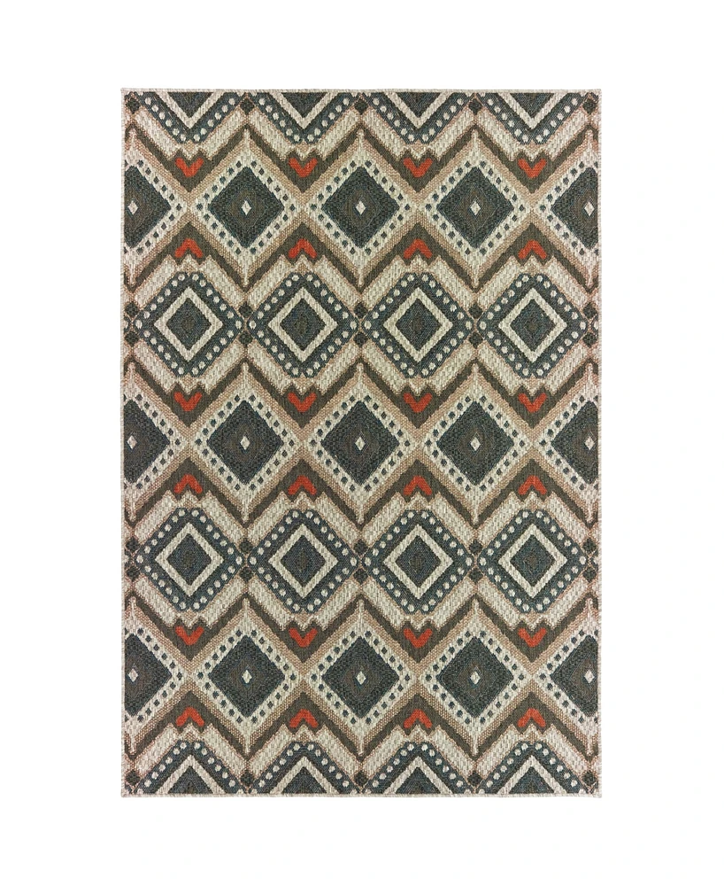 Oriental Weavers Latitude 002X3 Gray 7'10" x 10' Outdoor Area Rug