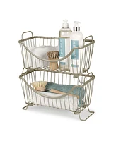 Spectrum Diversified Ashley Stackable Wire Basket with Raised Feet and Looped Handles, Small