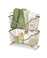 Spectrum Diversified Ashley Stackable Wire Basket with Raised Feet and Looped Handles, Small