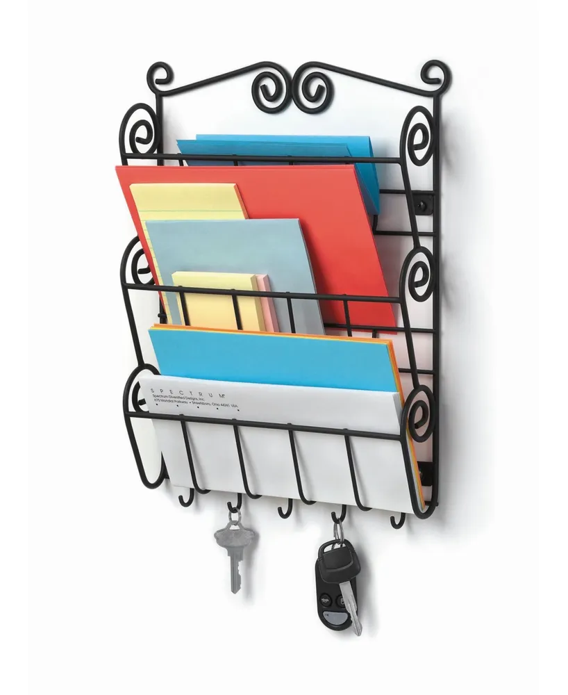 Spectrum Scroll Wall Mount 3-Tier Letter Holder Key Rack