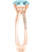 Lali Jewels Aquamarine (1-1/16 ct. t.w.) & Diamond (1/20 ct. t.w.) Crisscross Statement Ring in 14k Rose Gold