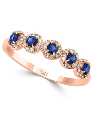 Lali Jewels Sapphire (1/3 ct. t.w.) & Diamond (1/6 Cluster Band 14k Rose Gold or White