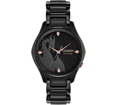 Disney by Citizen Maleficent Diamond-Accent Black Stainless Steel Bracelet Watch 34mm