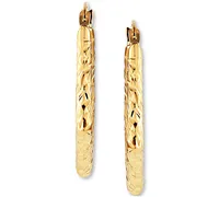 Textured V Hoop Earrings in 14k Gold