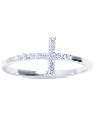Giani Bernini Cubic Zirconia East-West Cross Ring Sterling Silver, Created for Macy's