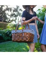 Picnic Time Kansas Handwoven Wood Picnic Basket