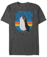 Fifth Sun Men's Star Wars Last Jedi Porg Retro Stripes Logo Short Sleeve T-shirt