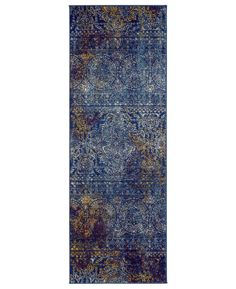 Closeout! Amer Rugs Manhattan Man-42 Teal/ Blue 2'6" x 7'6" Runner Rug