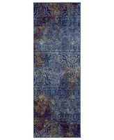 Closeout! Amer Rugs Manhattan Man-42 Teal/ Blue 2'6" x 7'6" Runner Rug