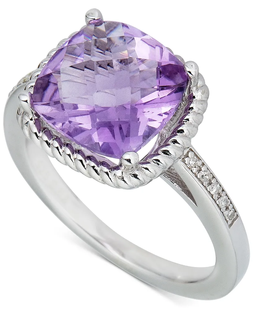 Pink Amethyst (3 ct. t.w.) & Diamond (1/20 Ring Sterling Silver (Also Blue Topaz Green Quartz)