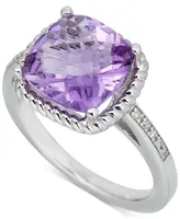 Pink Amethyst (3 ct. t.w.) & Diamond (1/20 Ring Sterling Silver (Also Blue Topaz Green Quartz)