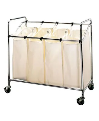 Chic Rolling Laundry Sorter - Silver