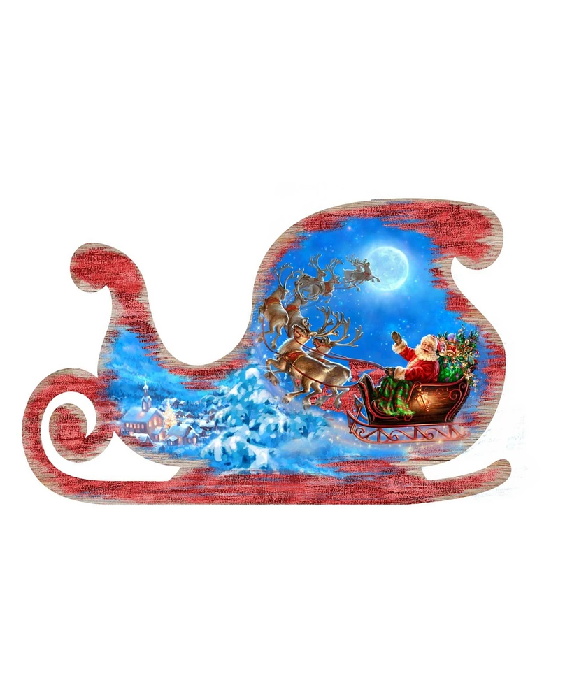 Designocracy by Dona Gelsinger Santa-Magical-Flight Ornament, Set of 2