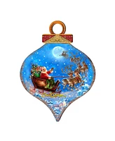 Designocracy by Dona Gelsinger Santa-Magical-Flight Ornament and Drop Ornament, Set of 2 Each