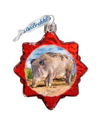 G.DeBrekht Wild Boar Hand Painted Glass Ornament