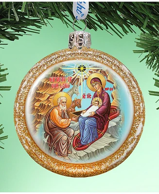 G.DeBrekht Orthodox Nativity Glass Hand Painted Glass Ornament