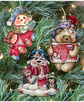 Designocracy Christmas by Jamie Mills Price Holiday Wooden Ornaments, Set of 3