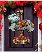 Designocracy Carousel Elephant Christmas Door Hanger