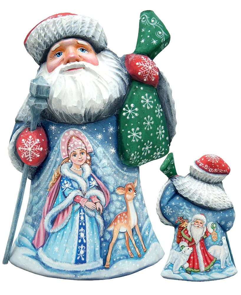 G.DeBrekht Woodcarved Hand Painted Mr. and Mrs. Santa Figurine