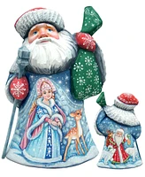 G.DeBrekht Woodcarved Hand Painted Mr. and Mrs. Santa Figurine