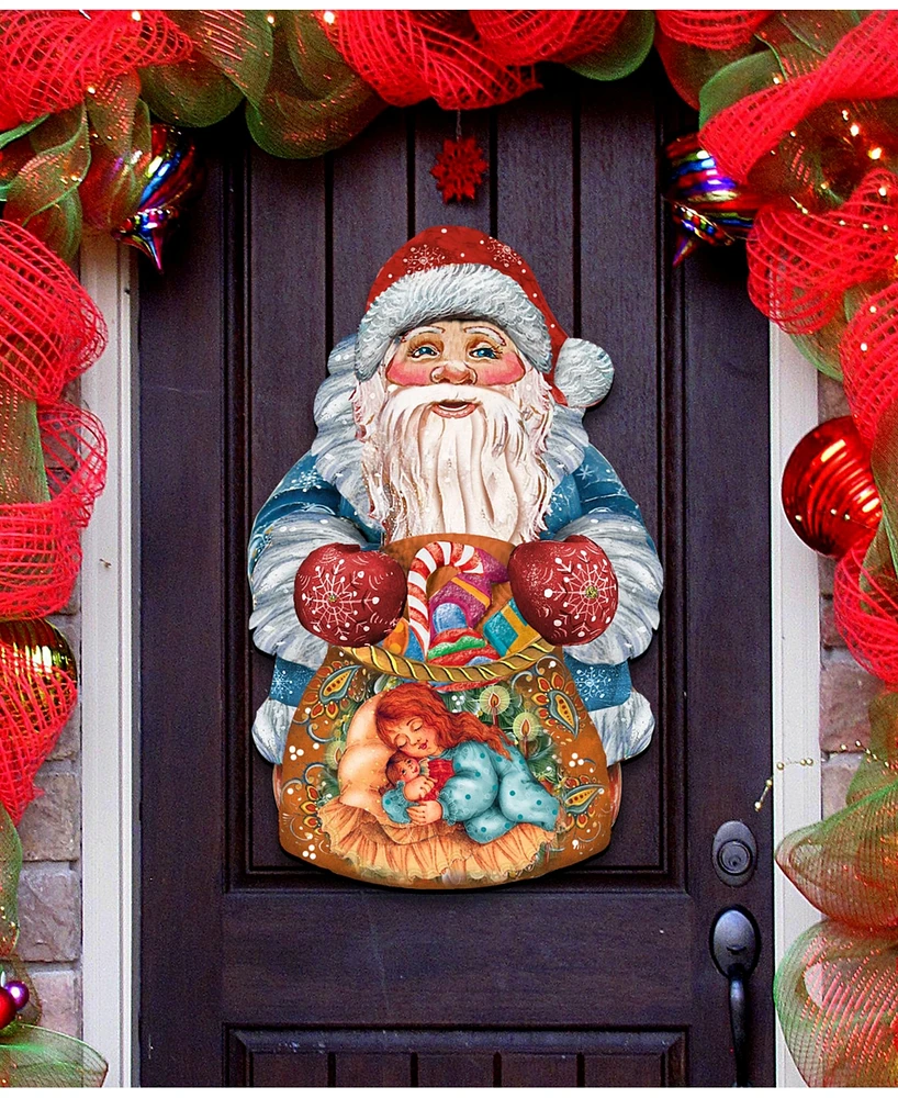 Designocracy Gift Bag Santa Door Hanger Christmas Door Hanger