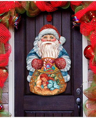 Designocracy Gift Bag Santa Door Hanger Christmas Door Hanger