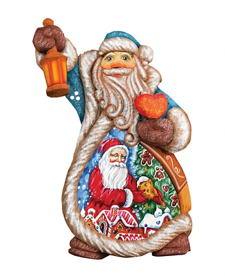 G.DeBrekht Hand Painted Santa Gingerbread Ornament Figurine with Scenic Painting