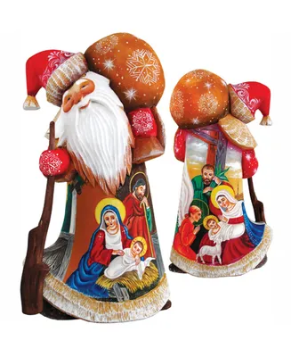 G.DeBrekht Woodcarved Hand Painted Nativity Santa Figurine