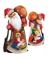 G.DeBrekht Woodcarved Hand Painted Nativity Santa Figurine