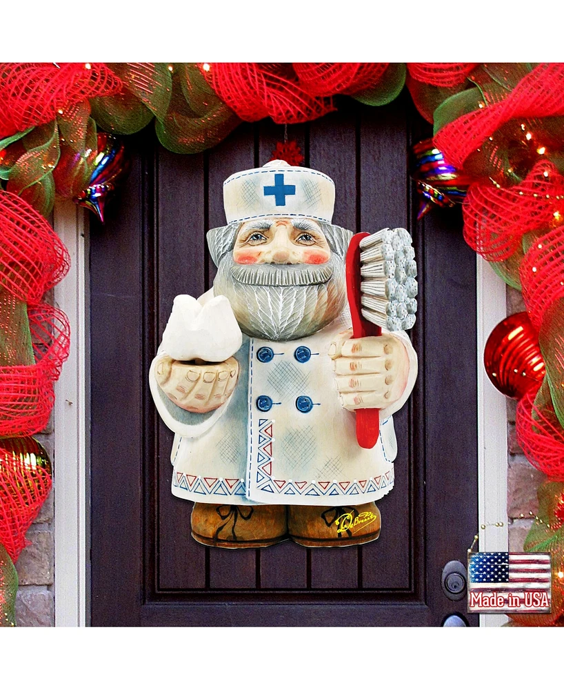 Designocracy Dentist Santa Christmas Door Hanger