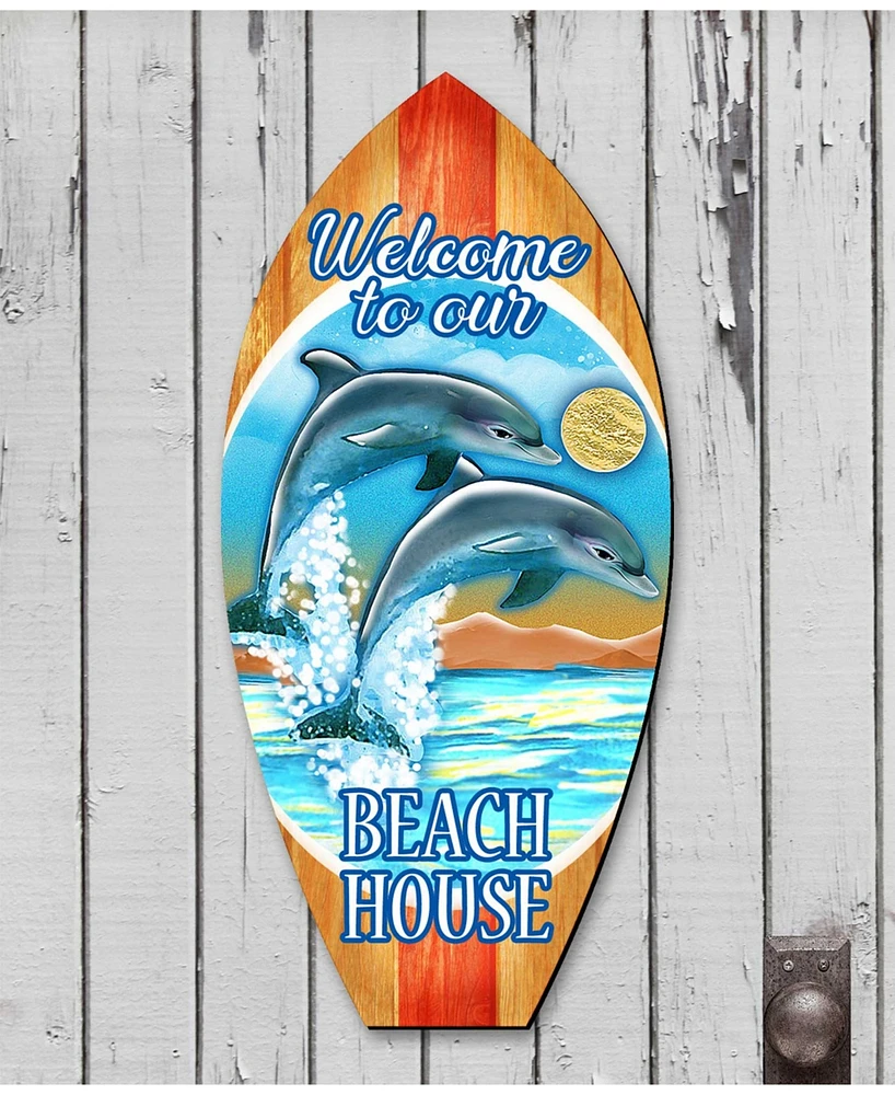 Designocracy Dolphins Surf Block Decor