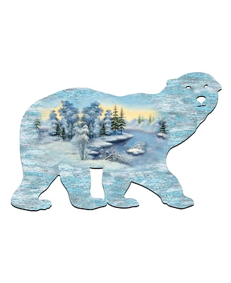 Designocracy Polar Bear Scenic Wooden Decor