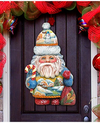 Designocracy Whimsical Winter Wonders Sant Over The Door Wooden Hanger